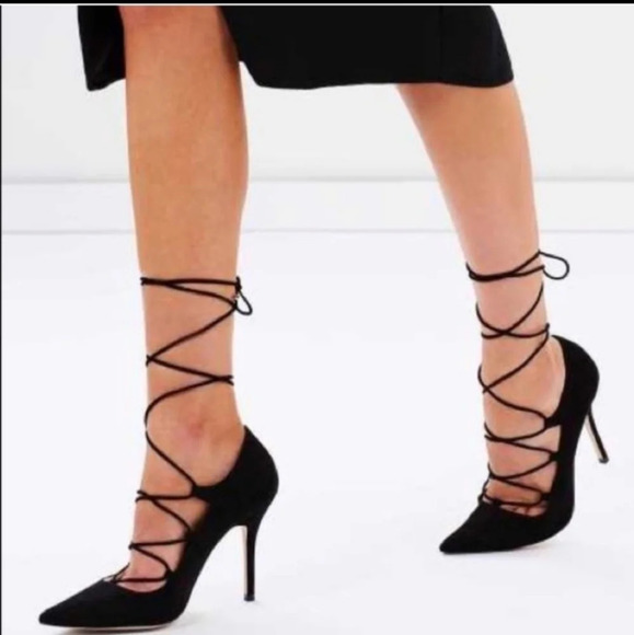 Aldo Tan Suede Kenneson Lace Up Stiletto Heel Pointed Toe Pumps 7.5 - Picture 16 of 16